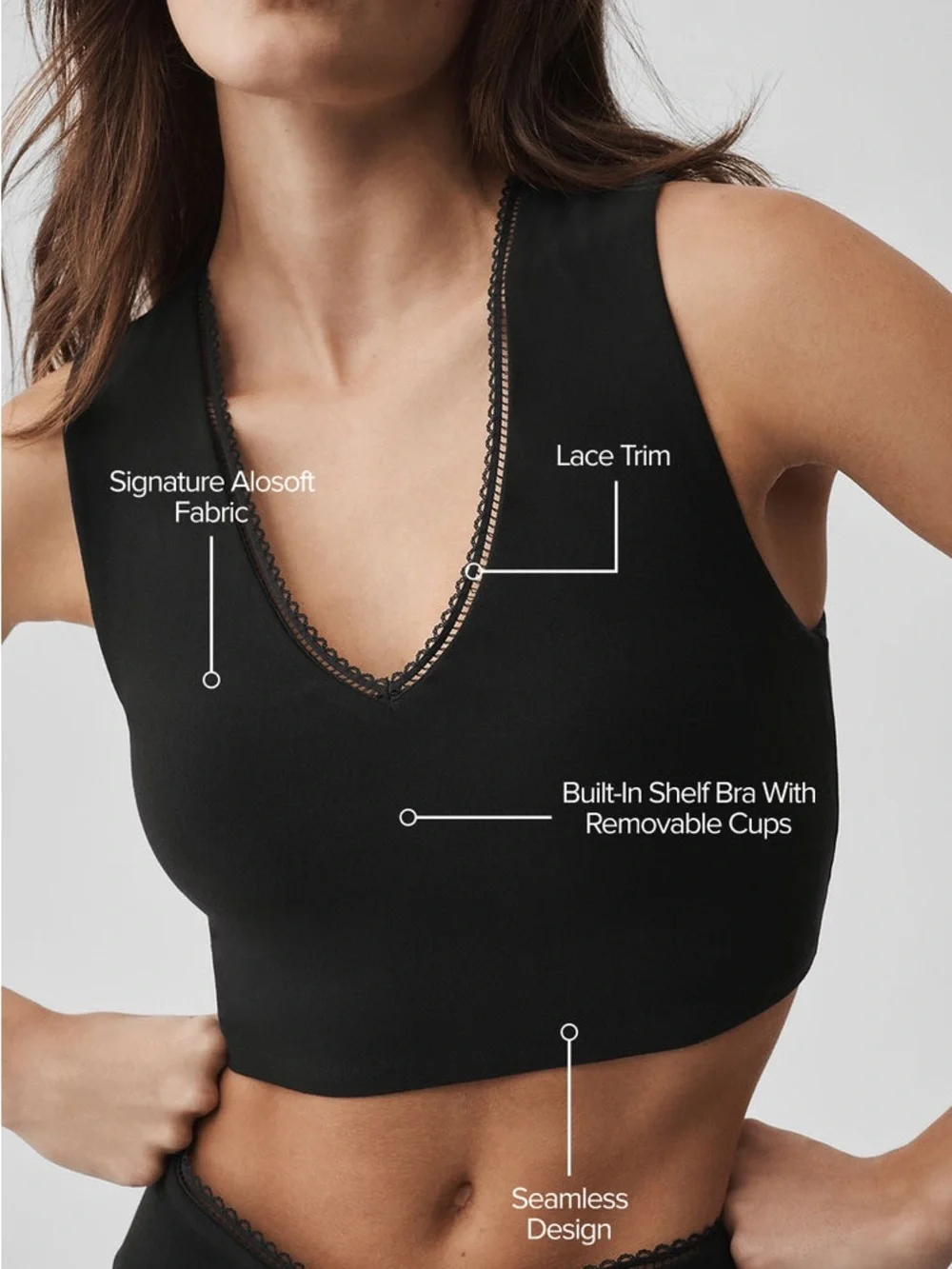ALO Yoga Alosoft Affection Set Black Size Small Lace Trim